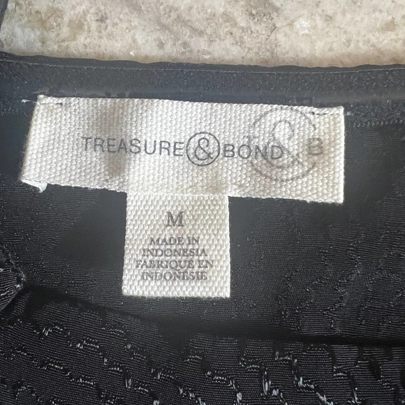 TREASURE & BOND SQUARE‎ NECK PUFF SLEEVE HIGH-LOW BLOUSE BLACK SIZE M NWT - Picture 13 of 16